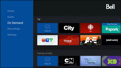 On Demand displays available On Demand movies, series and shows.