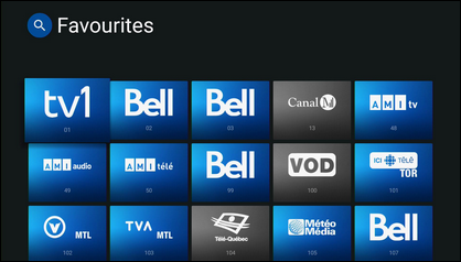 To remove a channel that has already been set as a favourite, select the channel again. This removes the heart icon.