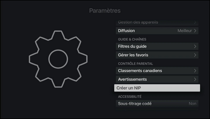 Sélectionnez Créer un NIP.
