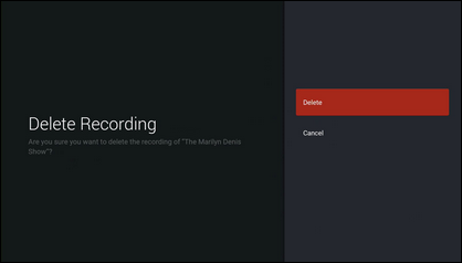 Select Delete to confirm that you want to delete the recording.