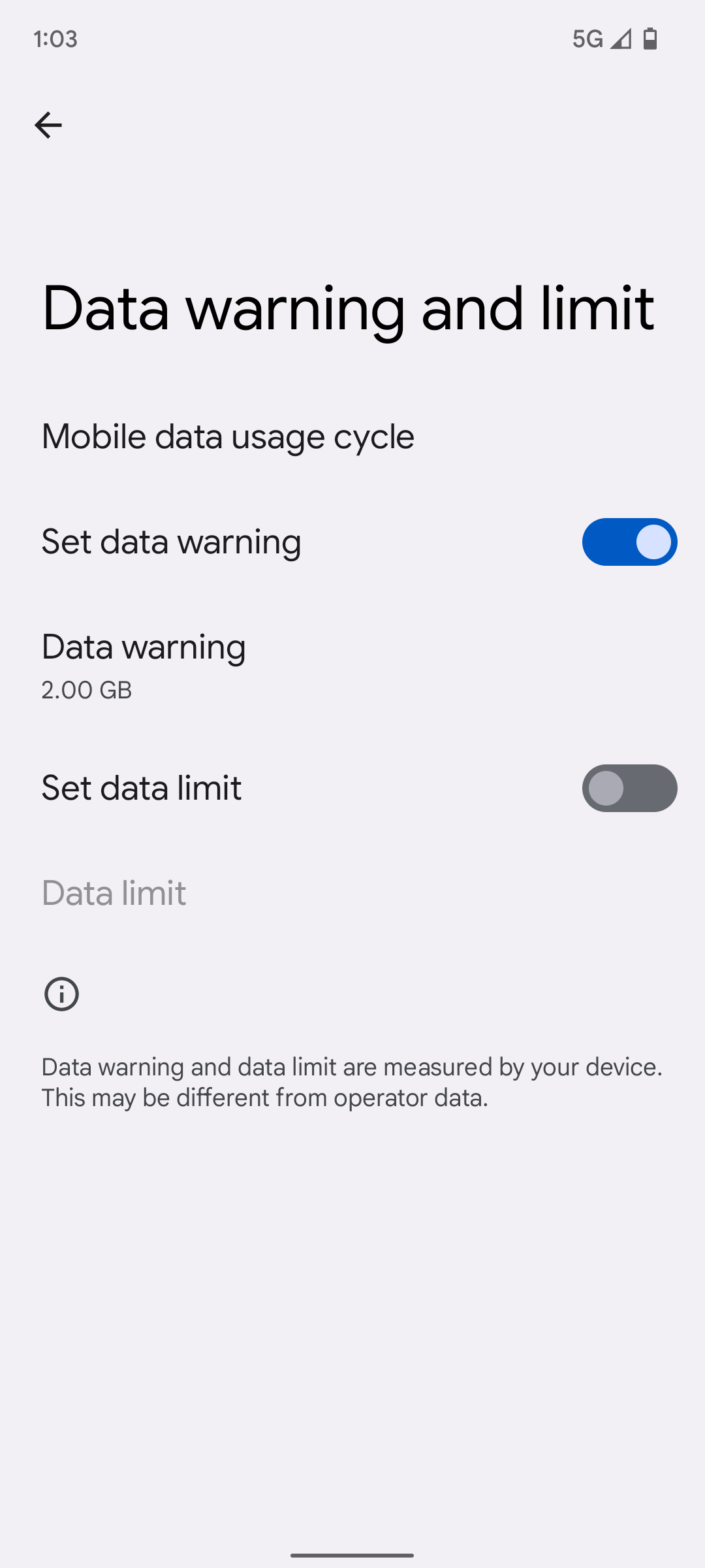 Touch Data warning.