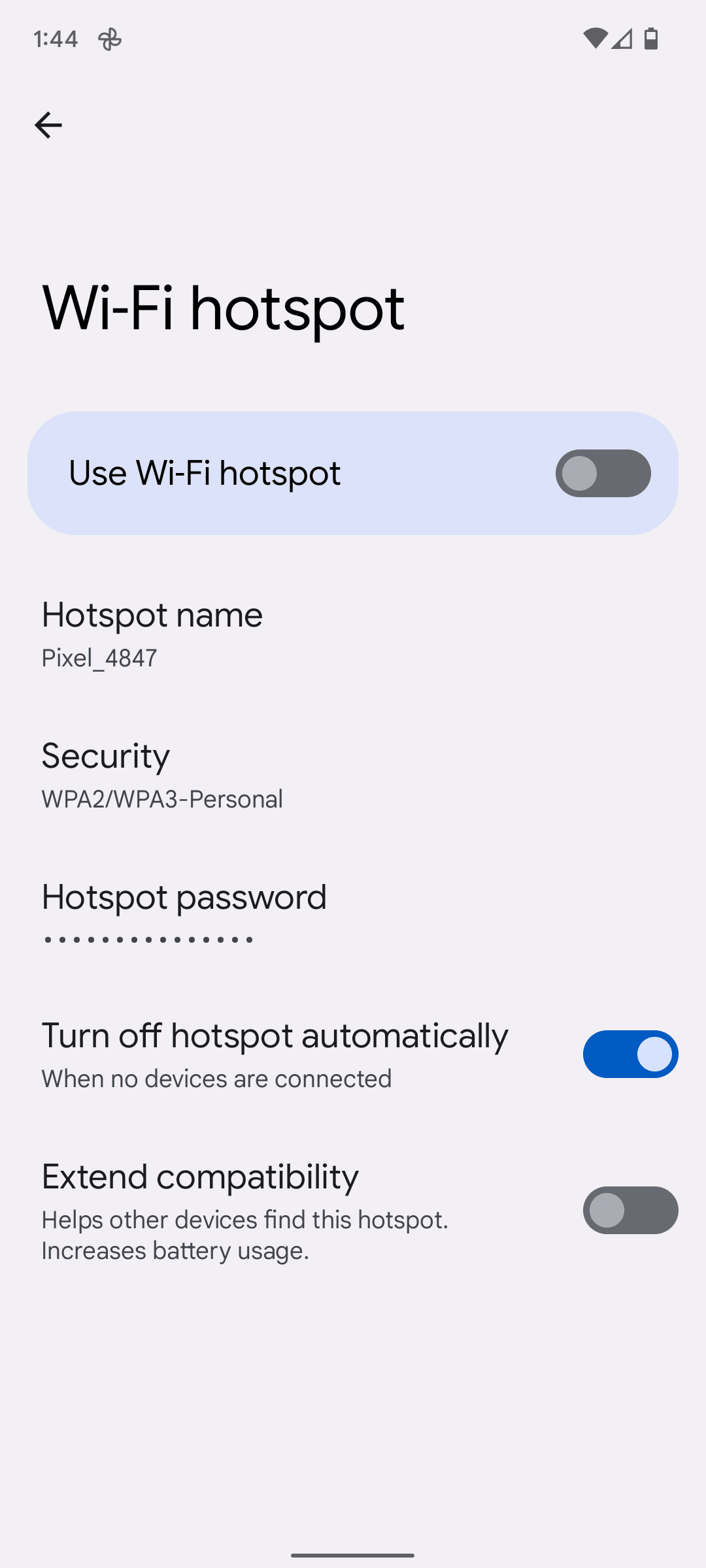 Touch Hotspot name.