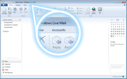 In Windows Live Mail 2011, click Accounts.
