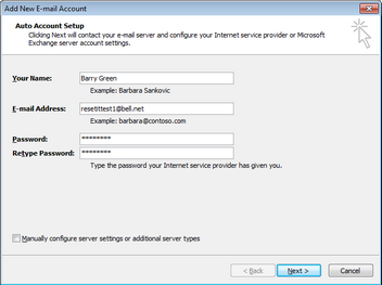 Select Manually configure server settings or additional server types.