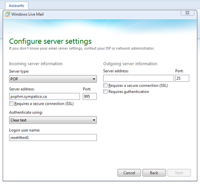 Under the incoming server address, select Requires a secure connection (SSL).