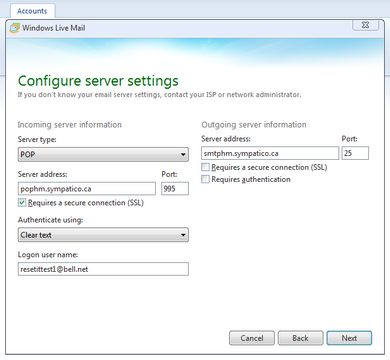 Under the outgoing server address, select Requires a secure connection (SSL).