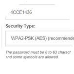 Verify that the security type is set to WPA2-PSK (AES). If it is not, please select it.