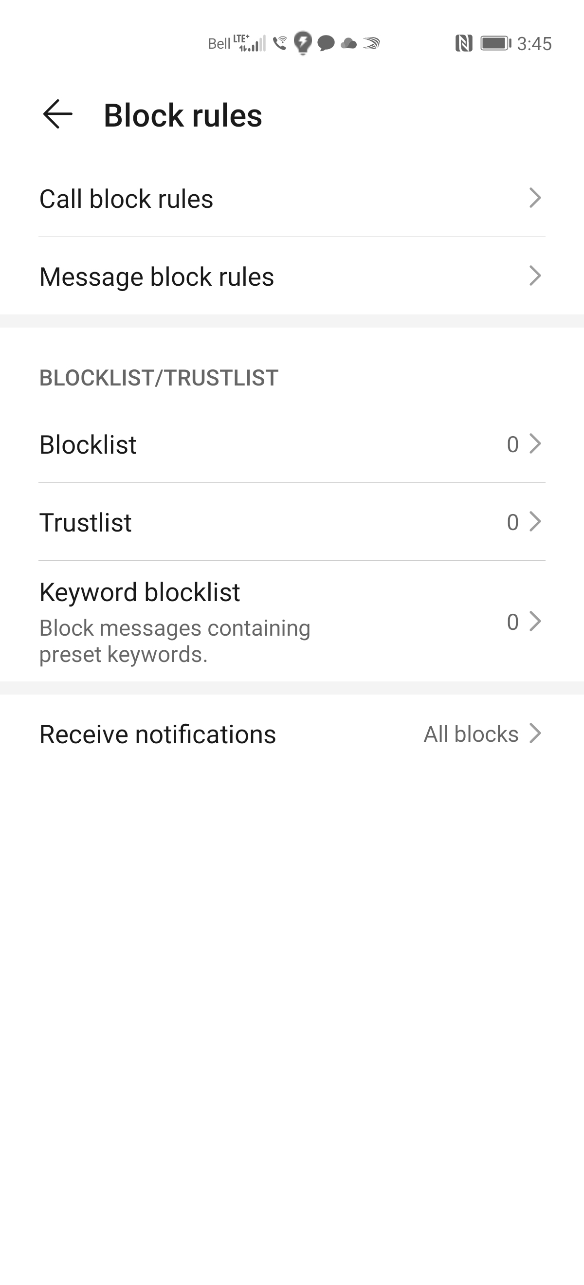 Touch Numbers blacklist.