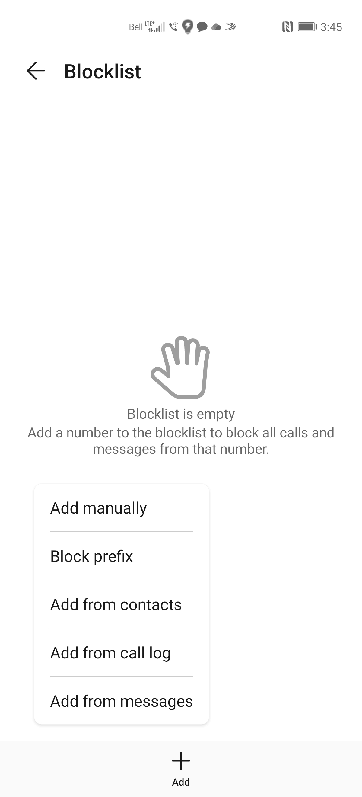 Touch the desired option (e.g., Add manually).