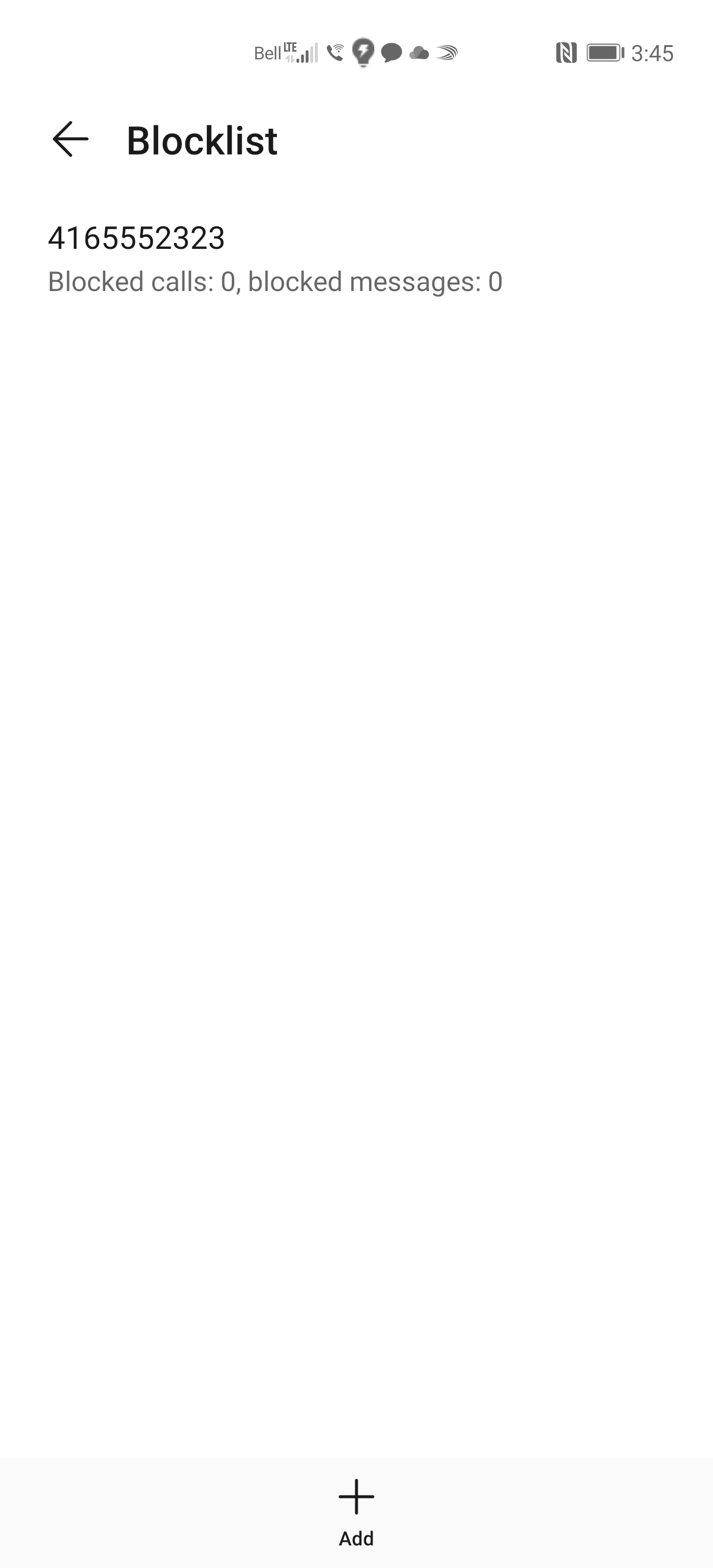 The phone number has been added to the blacklist.