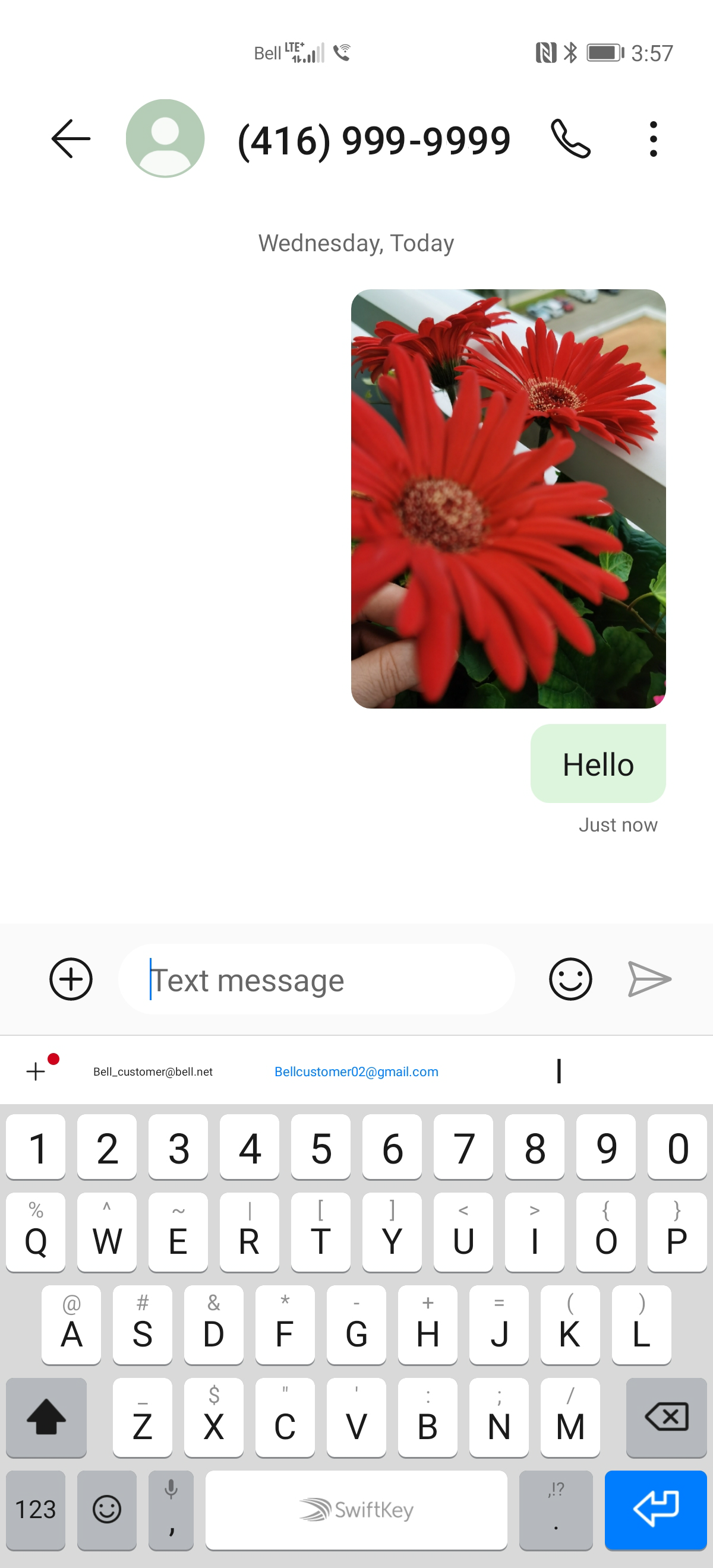 The message has been sent.