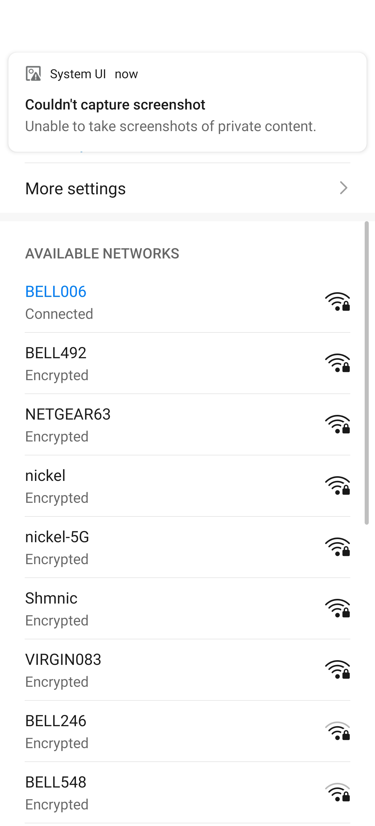 The phone is connected to the Wi-Fi network.