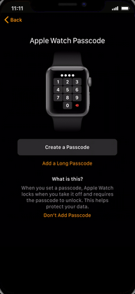 Touch the desired option (e.g., Donʼt Add Passcode).