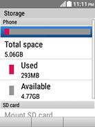 The available space is displayed.Scroll down to view the available space on the memory card (if applicable).