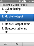 The portable Wi-Fi hotspot is now active. Other devices can connect to it using your network name (step 8) and password (step 10).