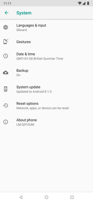 How to reset the network settings on my LG G7 One