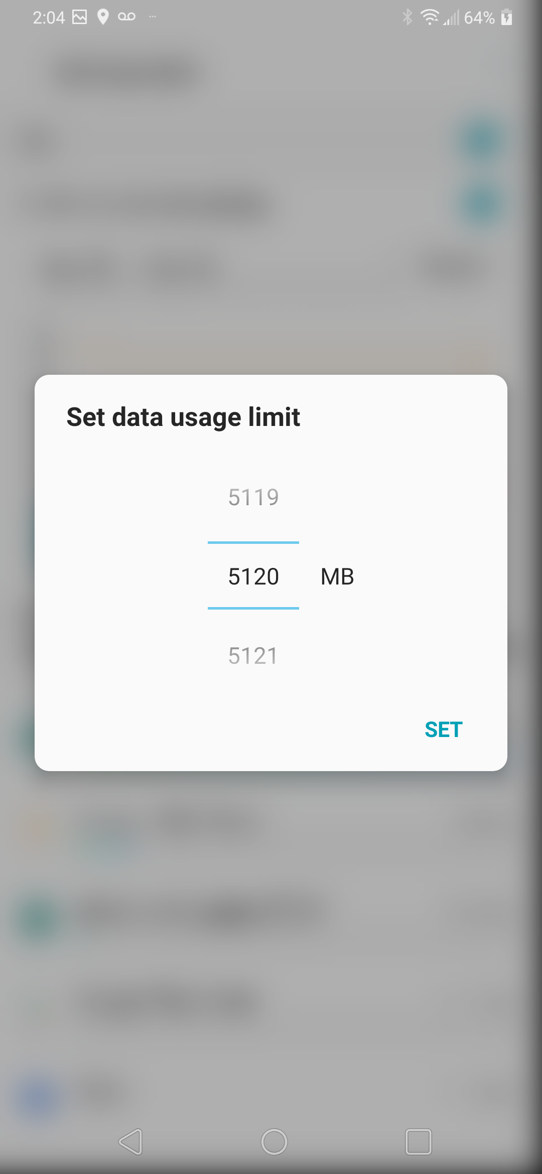 Scroll to the desired data usage limit.