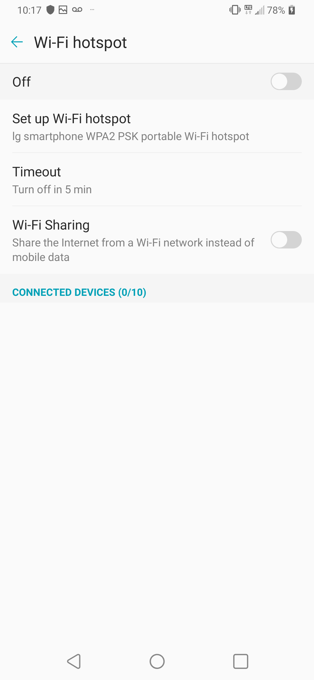Touch the Wi-Fi hotspot slider to turn on the hotspot.