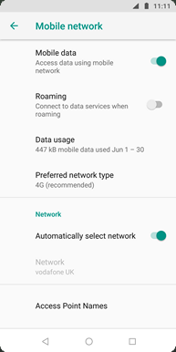 The preferred network type has been changed.
