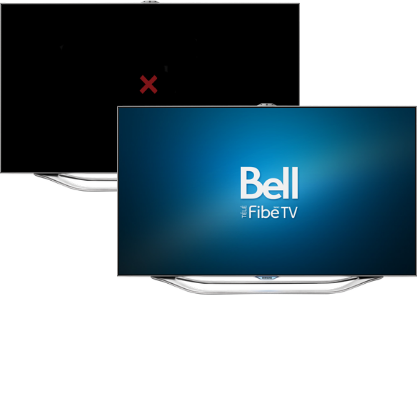 If your TV displays a red "X" or if the Fibe TV screen appears for longer than 15 minutes and the Wi-Fi LED is red, reset the receiver by holding down the power button on your Wireless Receiver for five seconds.