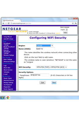 Configure your Network Name (SSID) and Wi-Fi Security. Click Next to continue.