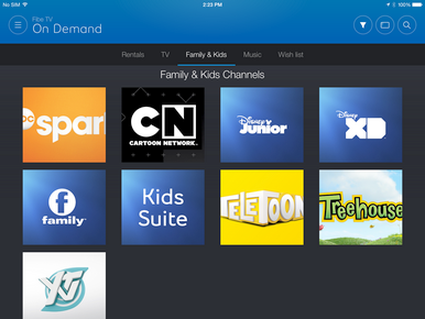 Content can be found on either the TV tab, or the Family & Kids tab.