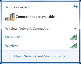 Use your normal Wi-Fi manager on your computer to locate the MiFi 2 Wi-Fi Network Name (SSID) and select it.