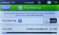 If File Sharing is off, touch the slider to turn it on.