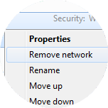 Click Remove network.Repeat these steps for any unused network connections displayed in your Wireless Network Connections list.