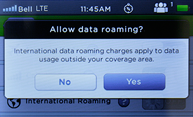 Touch Yes to accept data roaming charges. You are now able to use your Novatel Wireless MiFi 2 outside the Bell network.