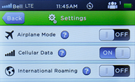 If International Roaming is off, touch the slider to turn it on.