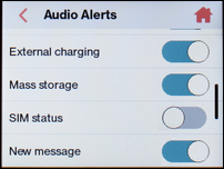 Change any of the other desired alerts, then touch the Home icon to return to the main screen.