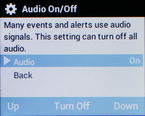 If Audio is on, select Turn Off to turn it off.