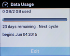 Your data usage, data plan summary and days remaining in your billing cycle are displayed.