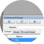 Select the Contacts tab to view your contacts.