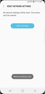 The network settings have been reset.