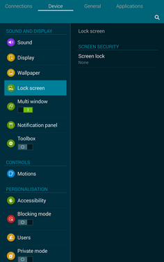 how to turn off lock screen on samsung tablet