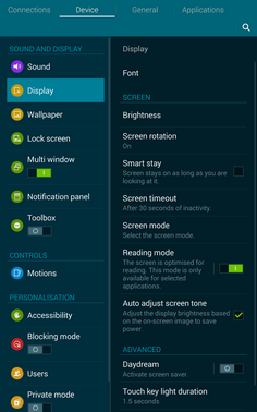 How to change the screen brightness on my Samsung Galaxy Tab S 8.4 LTE