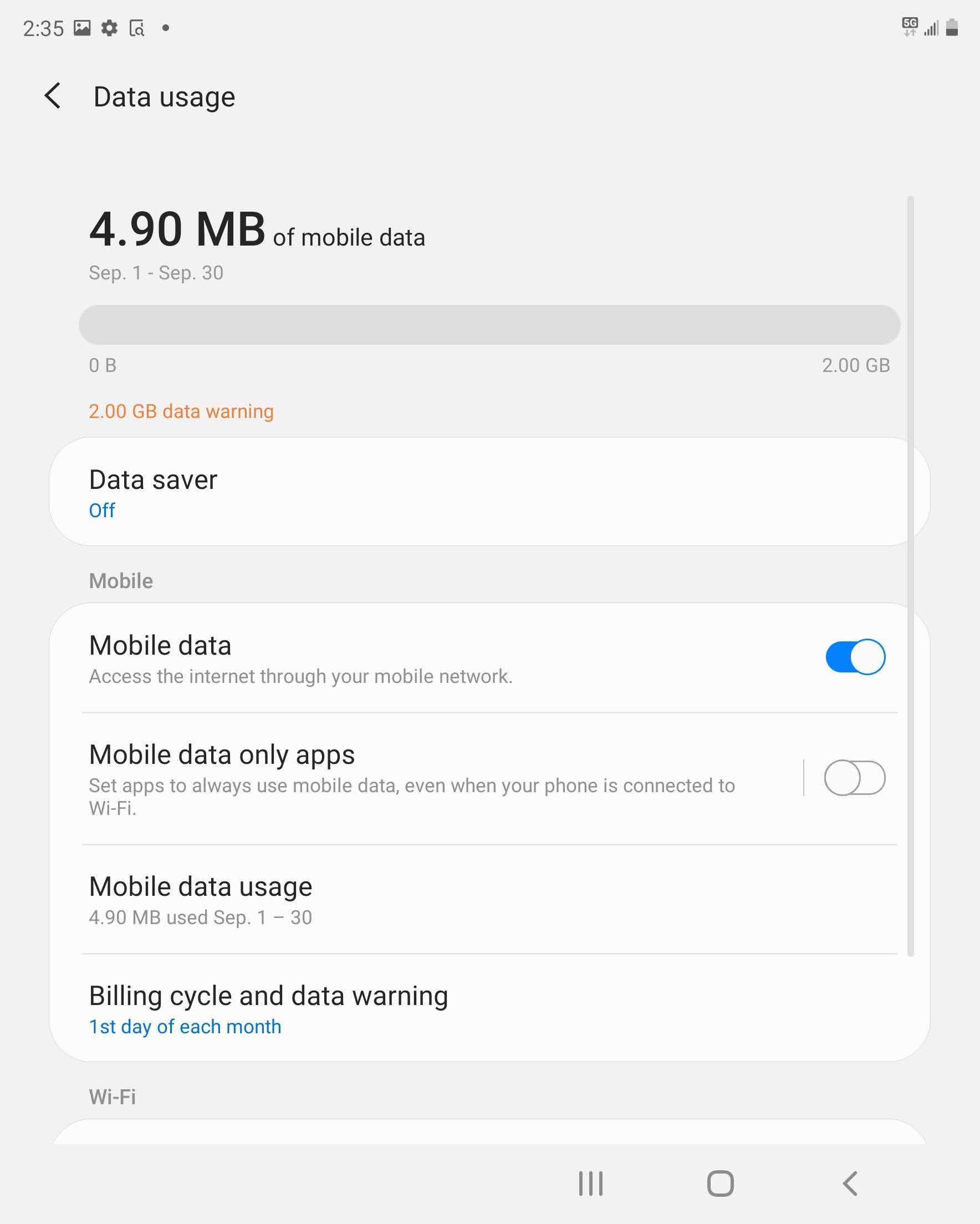 Touch Mobile data.