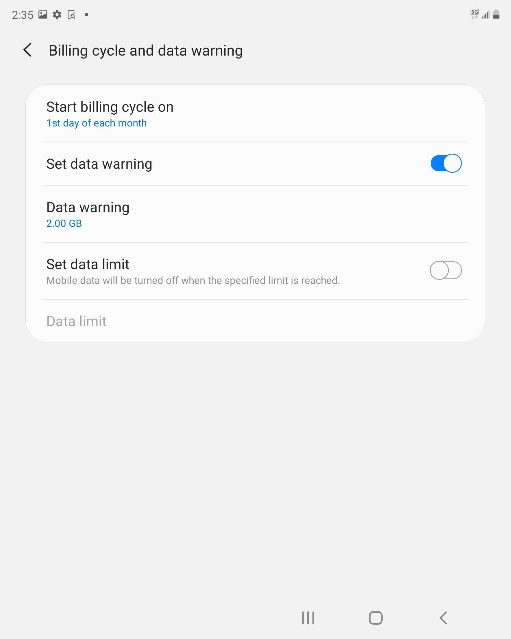 Touch Start billing cycle on.