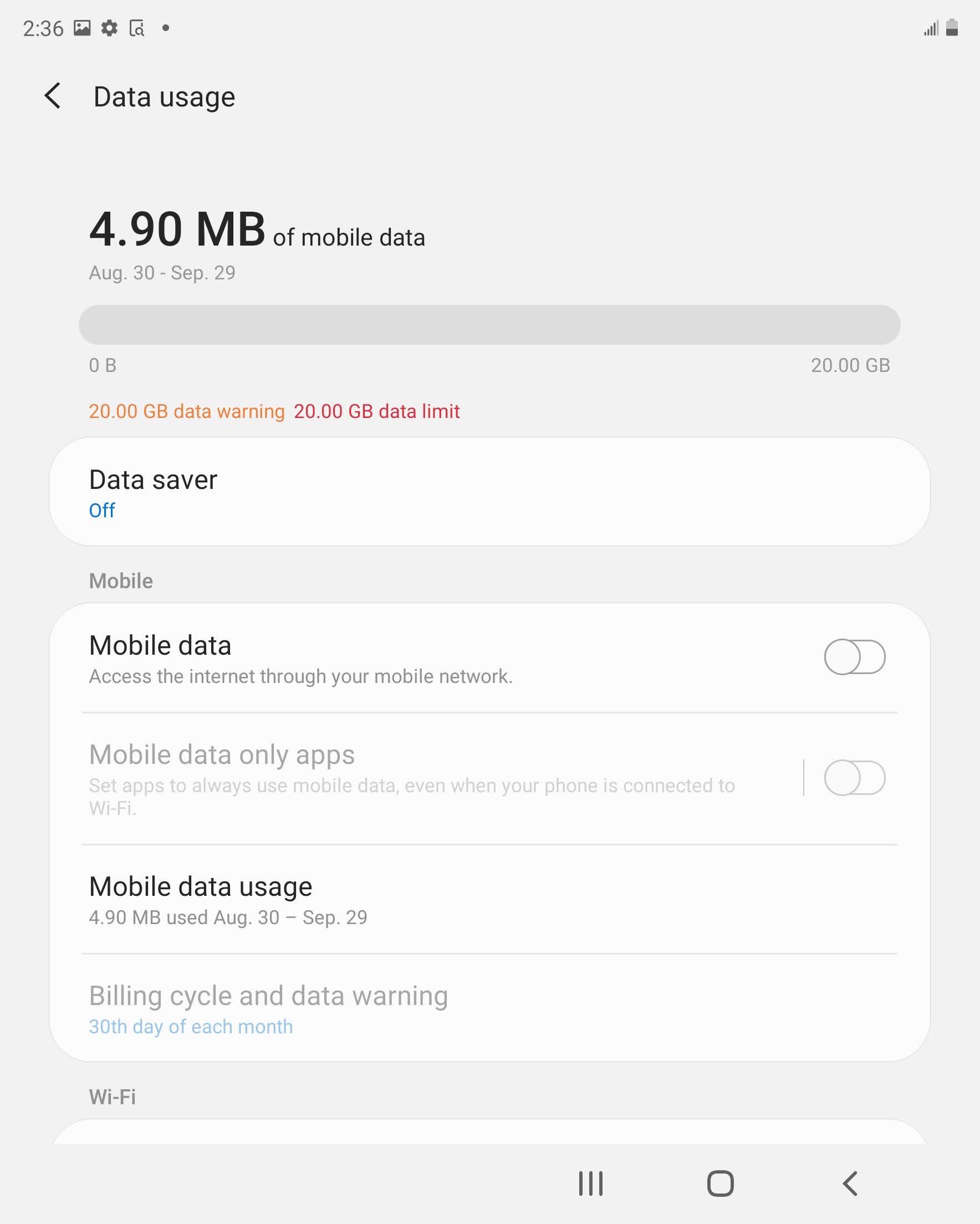 Data services are now off.Touch Mobile data again to turn data services on.