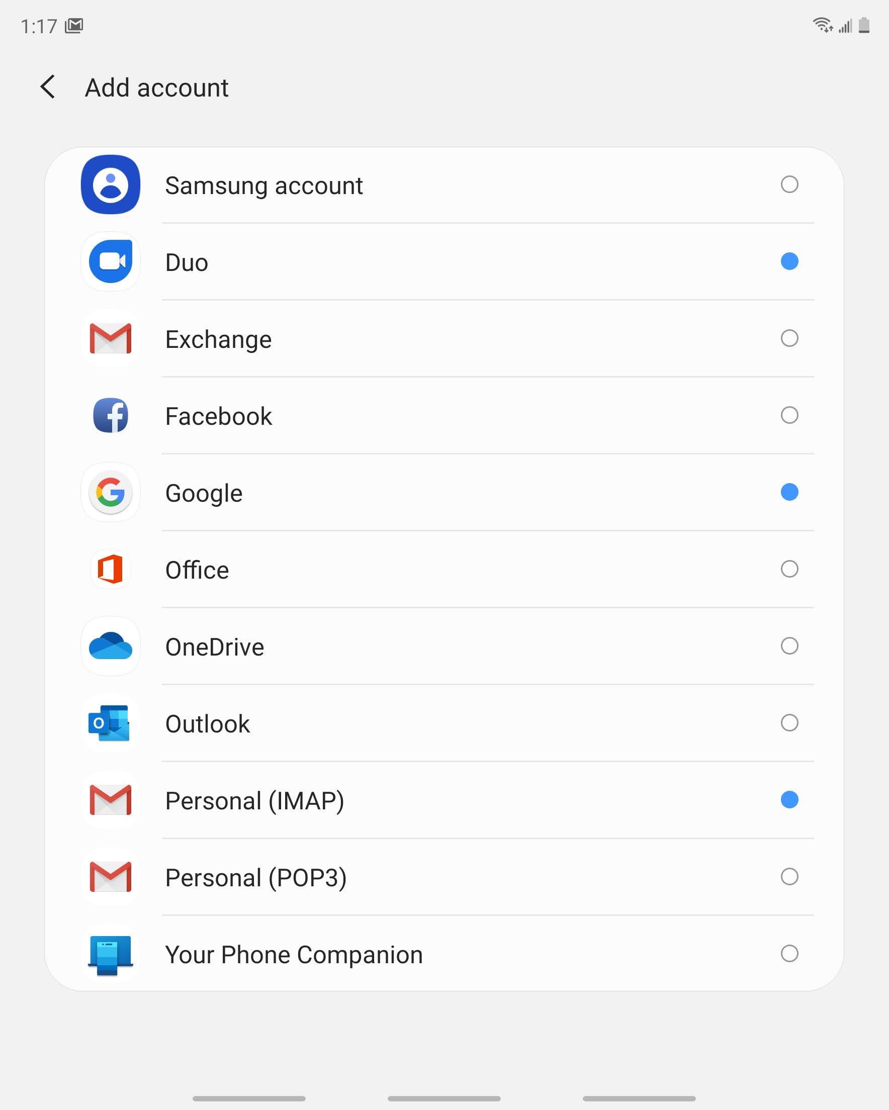Scroll to and touch Personal (IMAP).