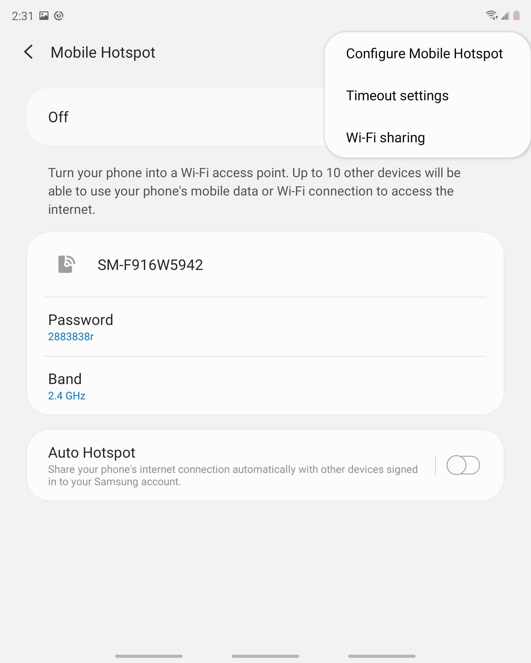 Touch Configure Mobile Hotspot.