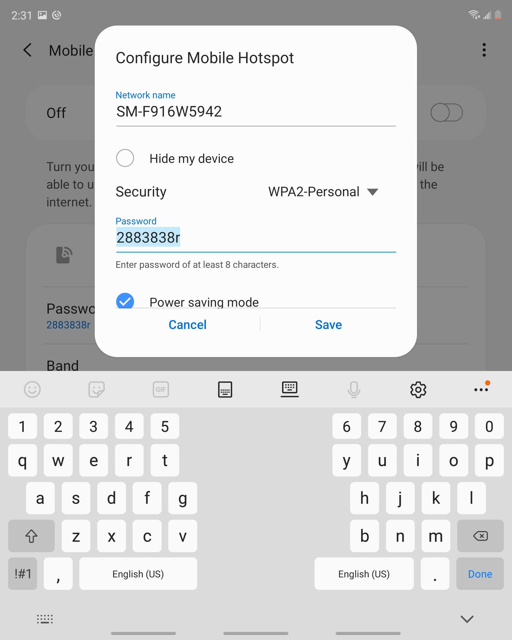 Scroll to and touch Password.