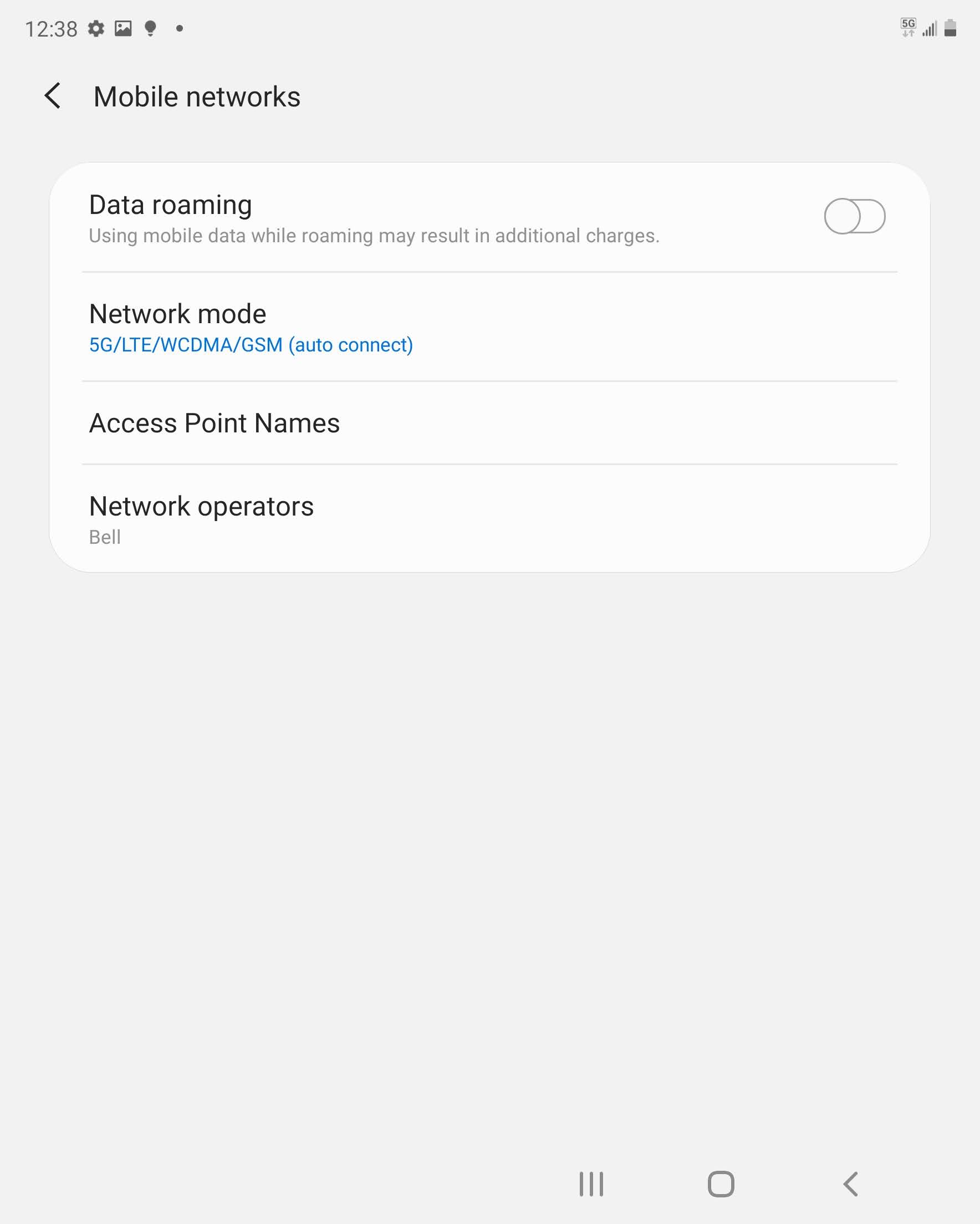 Touch Network mode.