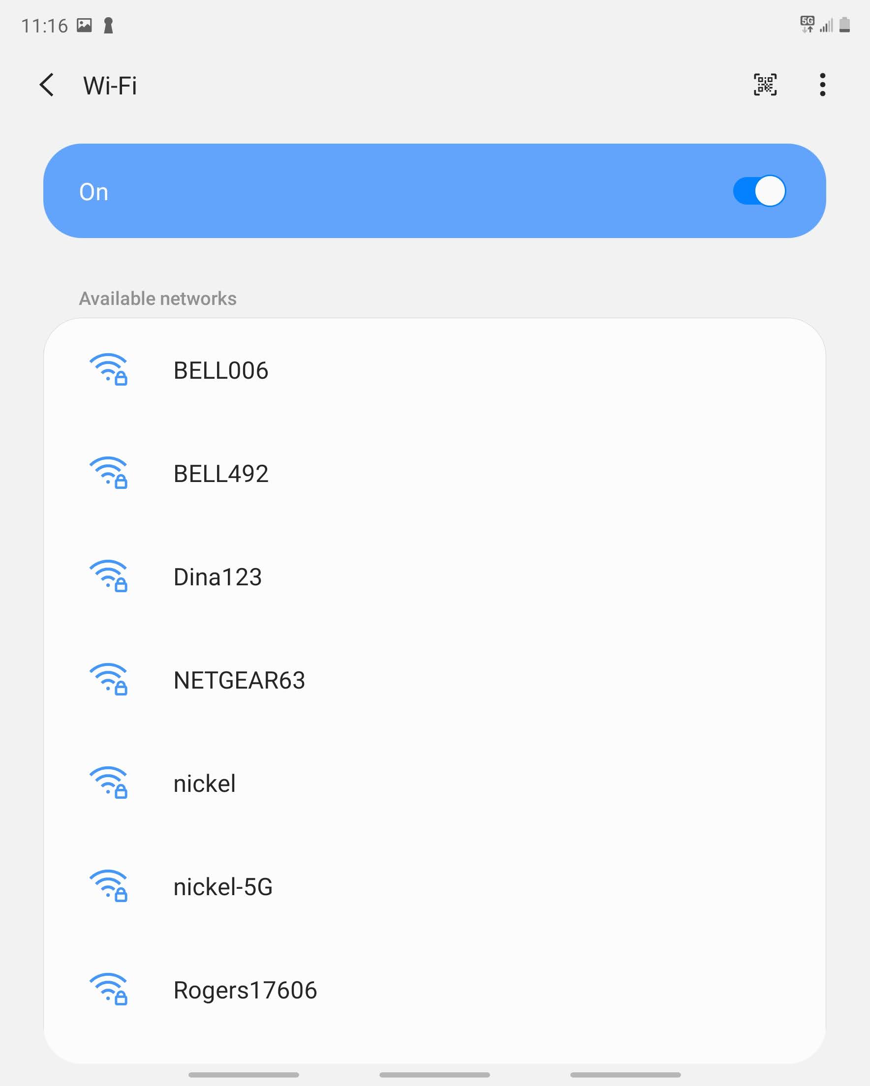 If Wi-Fi is off, touch the Wi-Fi slider to turn it on.