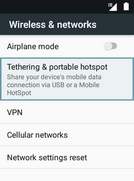 Scroll to and select Tethering & portable hotspot.