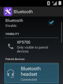 The Bluetooth headset is now connected and ready to use.