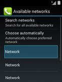 Scroll to and select the desired network.