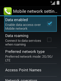 To switch data off completely, scroll to and select Data enabled.